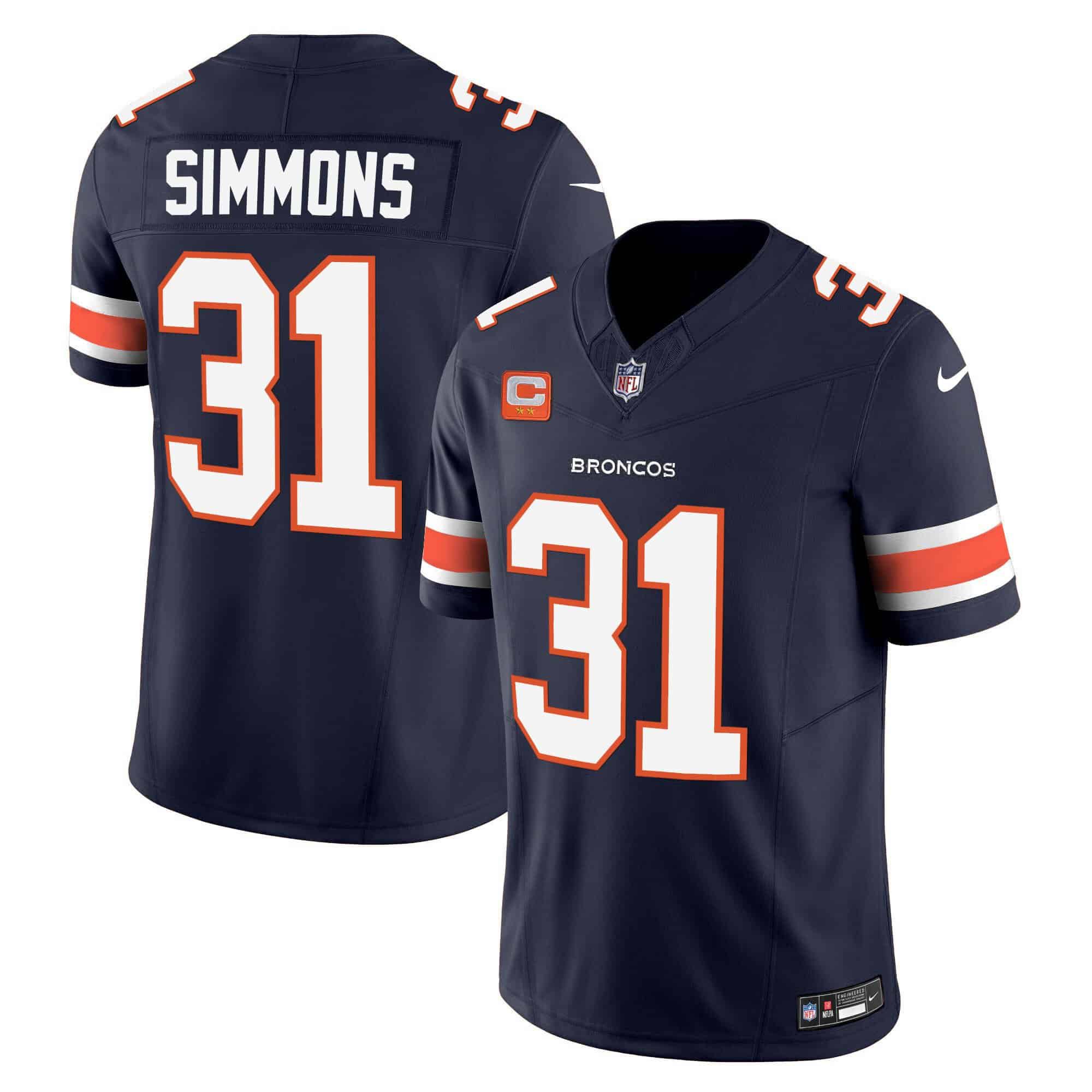 Men Denver Broncos #31 Simmons Blue 2024 Nike Vapor Limited NFL Jersey style 2